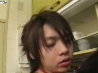 Japanese legal age teenager homosexuals anal fuck in a kitchen
